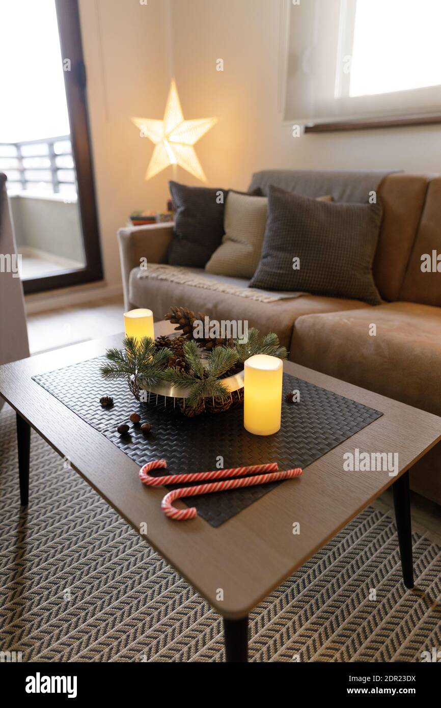 Christmas decoration in the modern living room Stock Photo