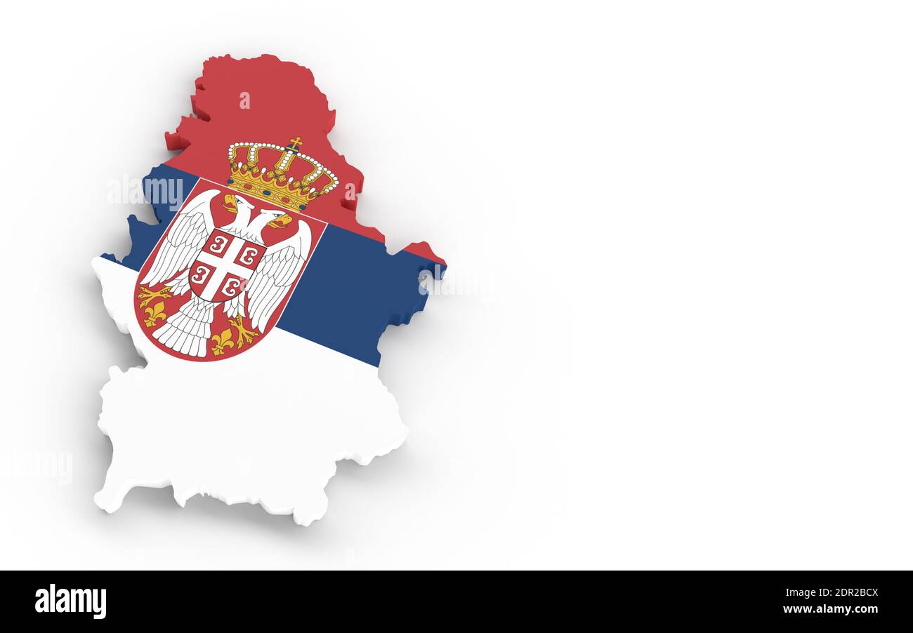 Serbia map with Serbian flag 3D rendering Stock Photo