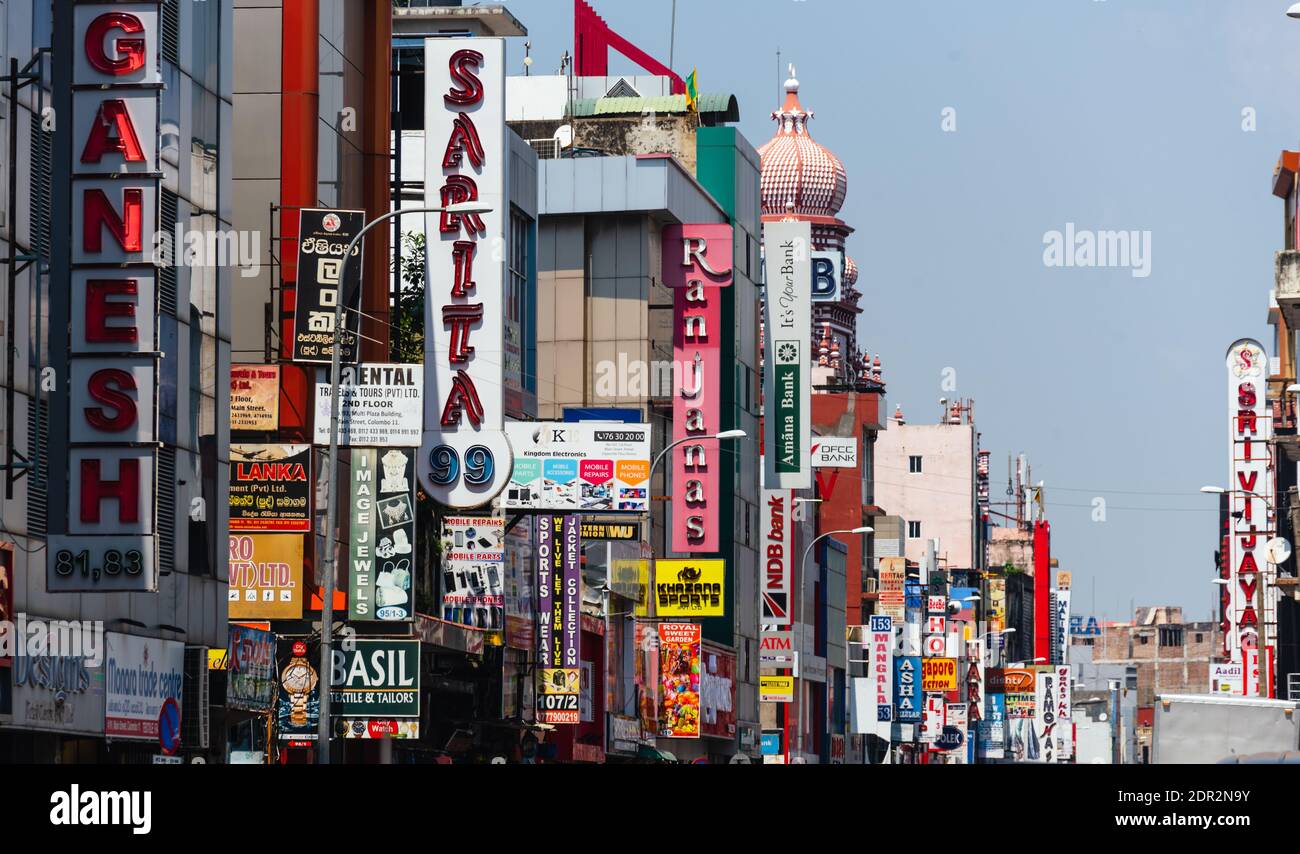 Colombo Sign Neon signs at Pettah Market in Colombo in Sri Lanka Stock Photo - Alamy