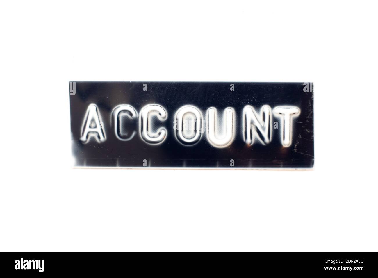 Embossed letter in word account on black banner with white background