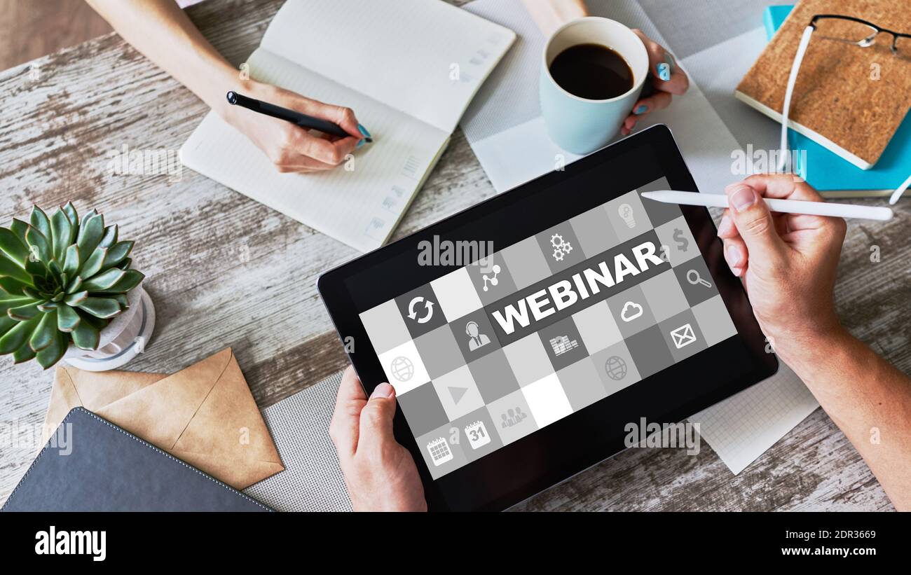 Webinar, E-learning, online education concept on screen Stock Photo - Alamy