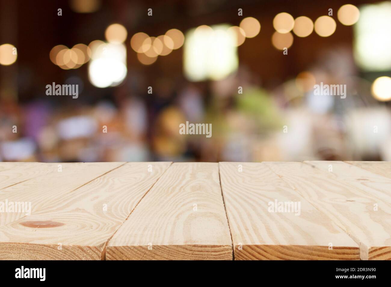 wooden table in front of abstract blurred bokeh background Stock Photo ...