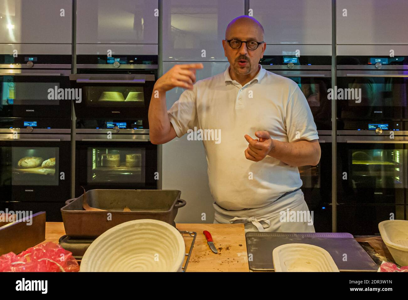 Bread Baking Workshop with Lutz Geisler and Manfred Schellin in Berlin, Germany Stock Photo
