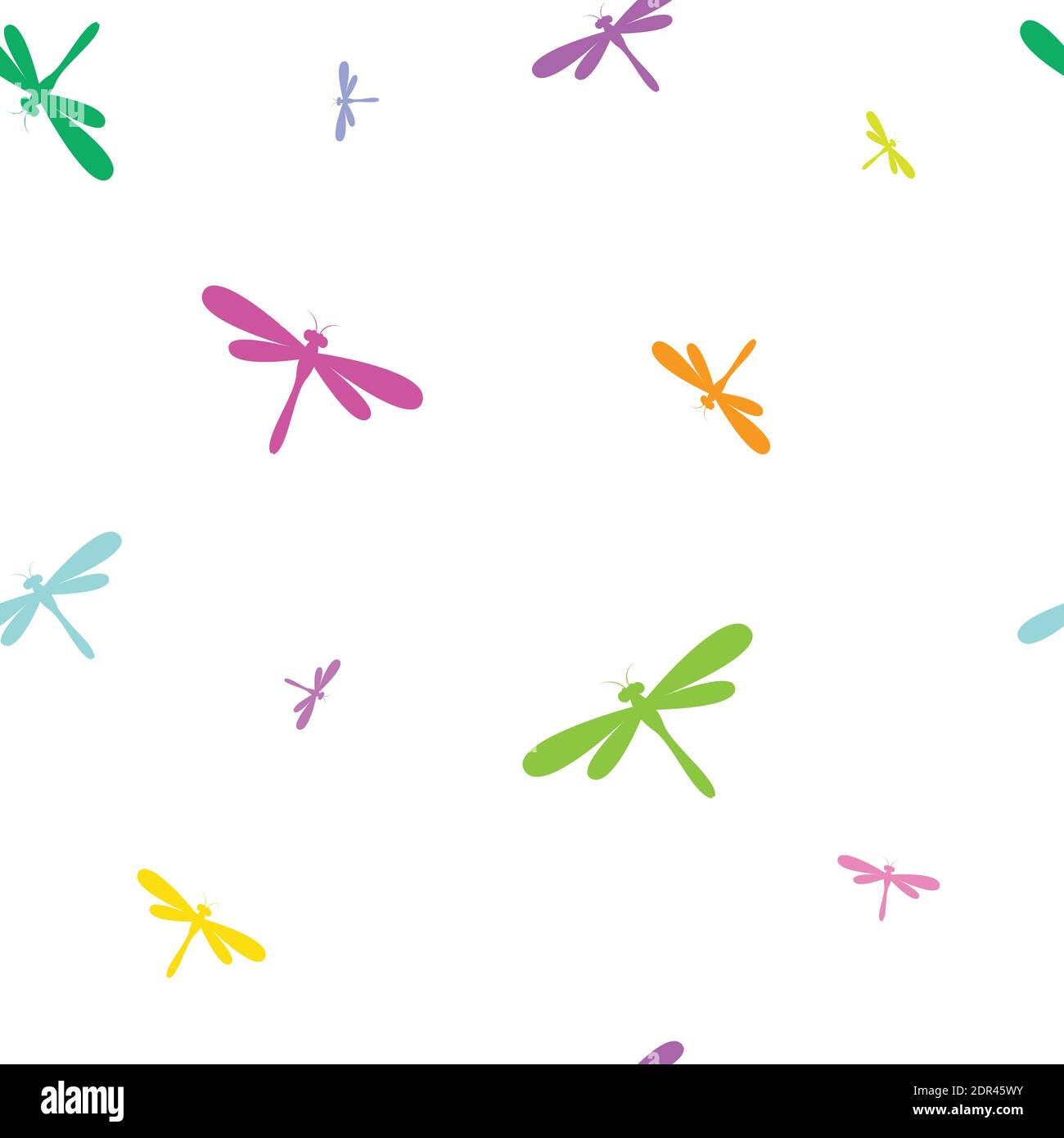 Dragonfly vector art background design for fabric and decor. Seamless pattern Stock Vector