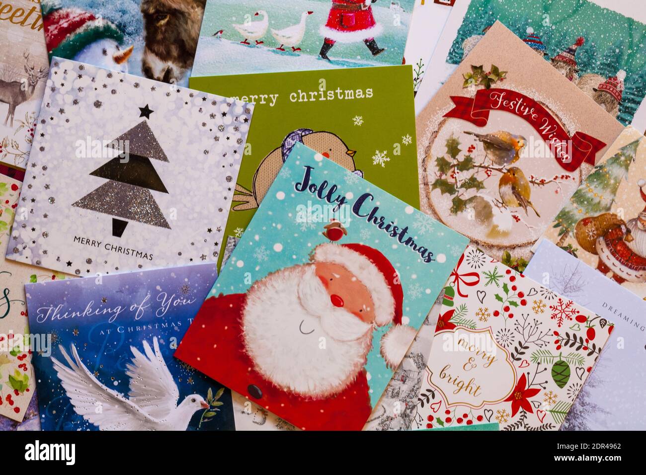 Pile of Christmas cards selection of christmas cards Stock Photo Alamy