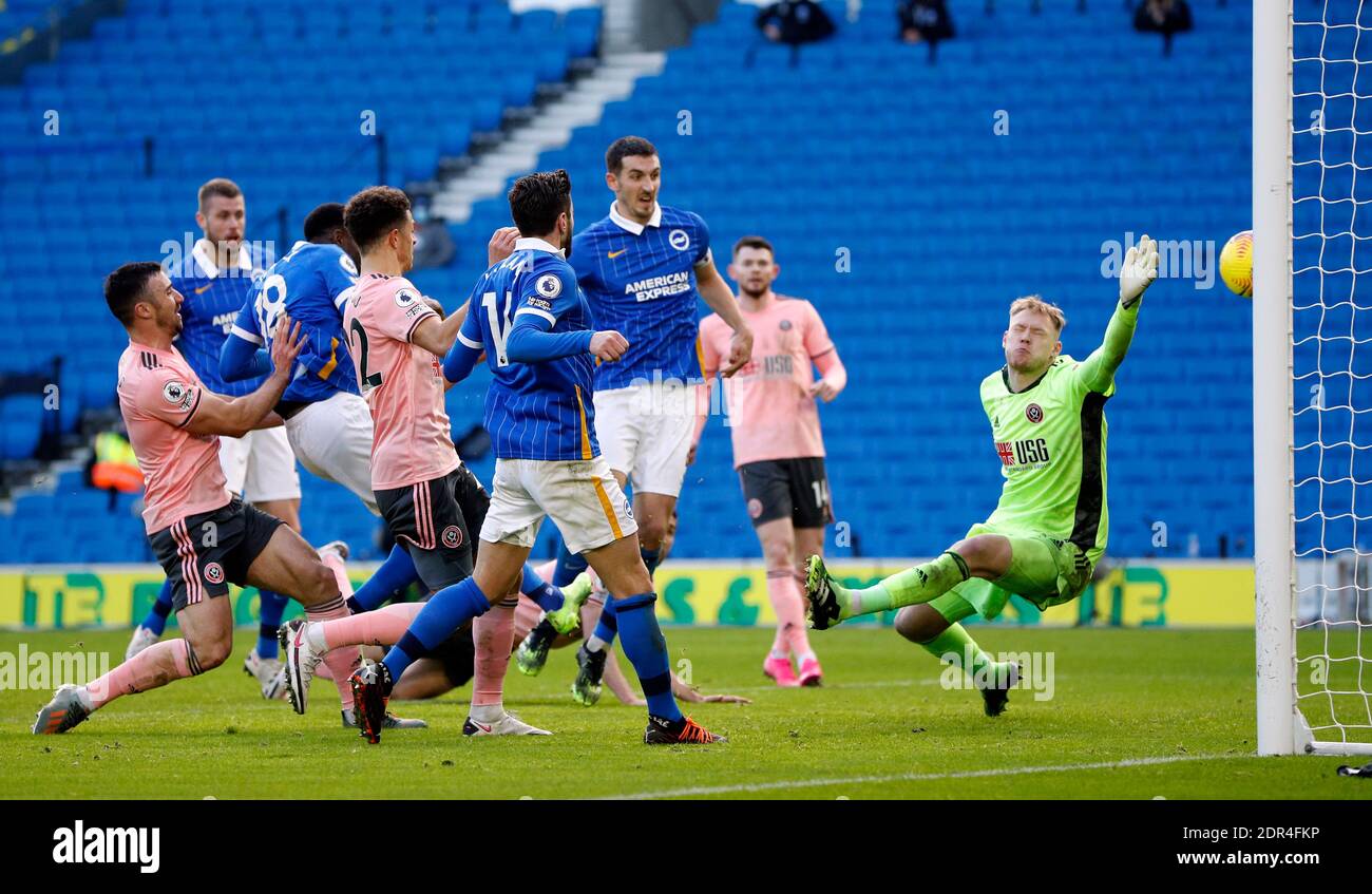 Brighton and Hove Albion's Danny Welbeck scores his side's first goal