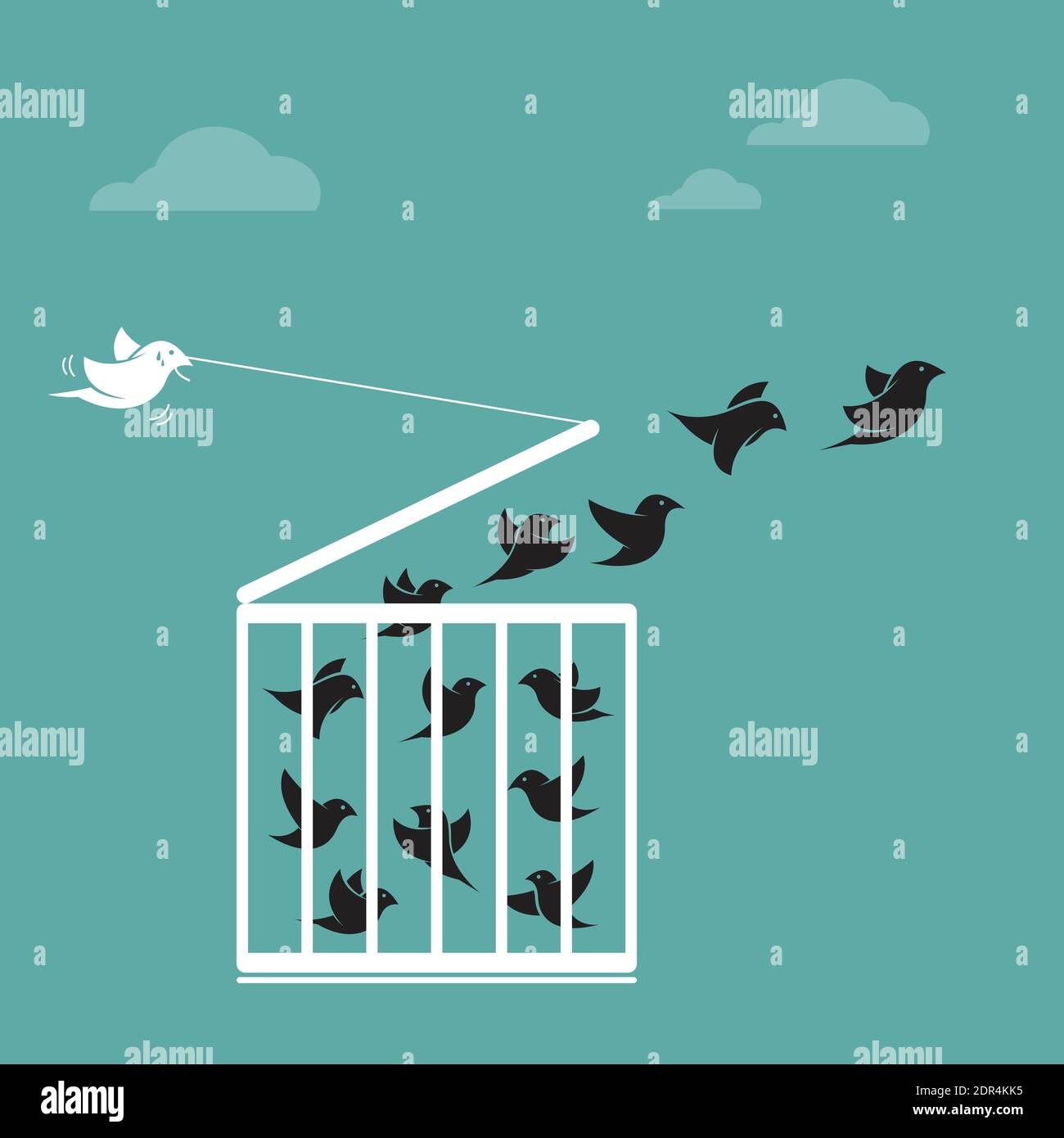 Download Vector Image Of A Bird In The Cage And Outside The Cage Freedom Concept Easy Editable Layered Vector Illustration Stock Vector Image Art Alamy