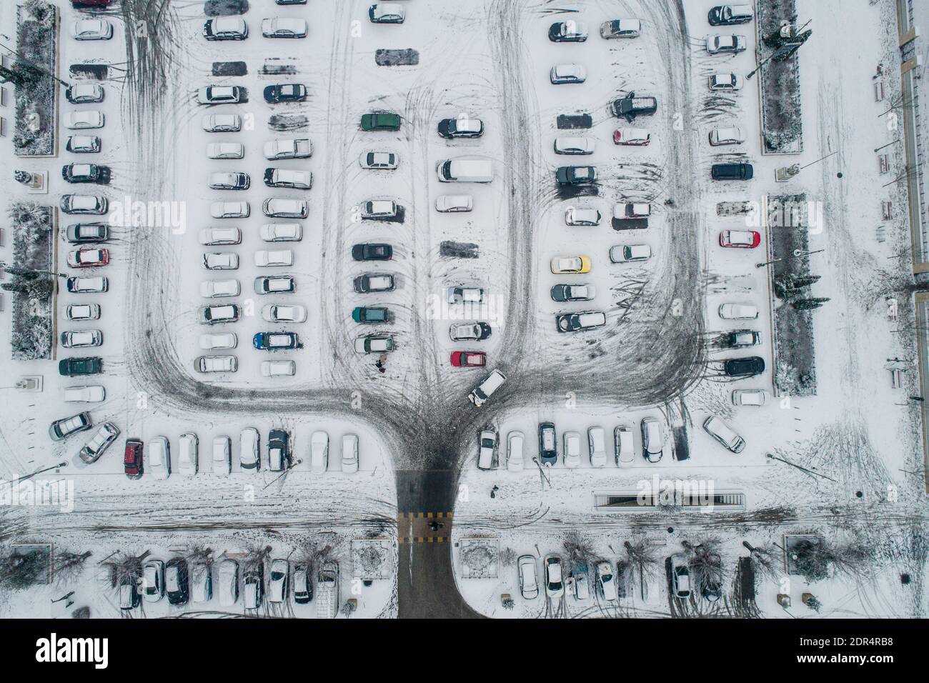 rows of parked cars covered with snow Stock Photo - Alamy