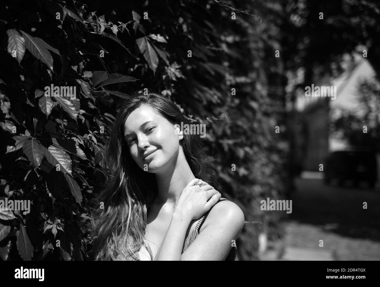 Portrait Of Beautiful Young Woman - Black And White Stock Photo - Alamy