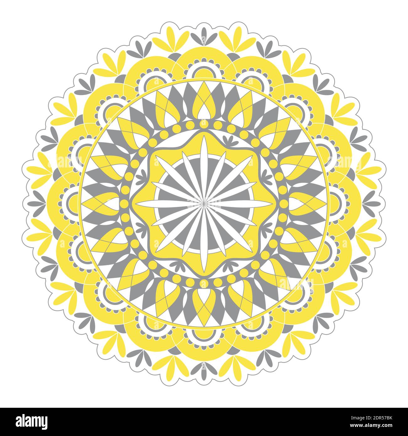 Mandala vector. A symmetrical round yellow ornament. Stock Vector