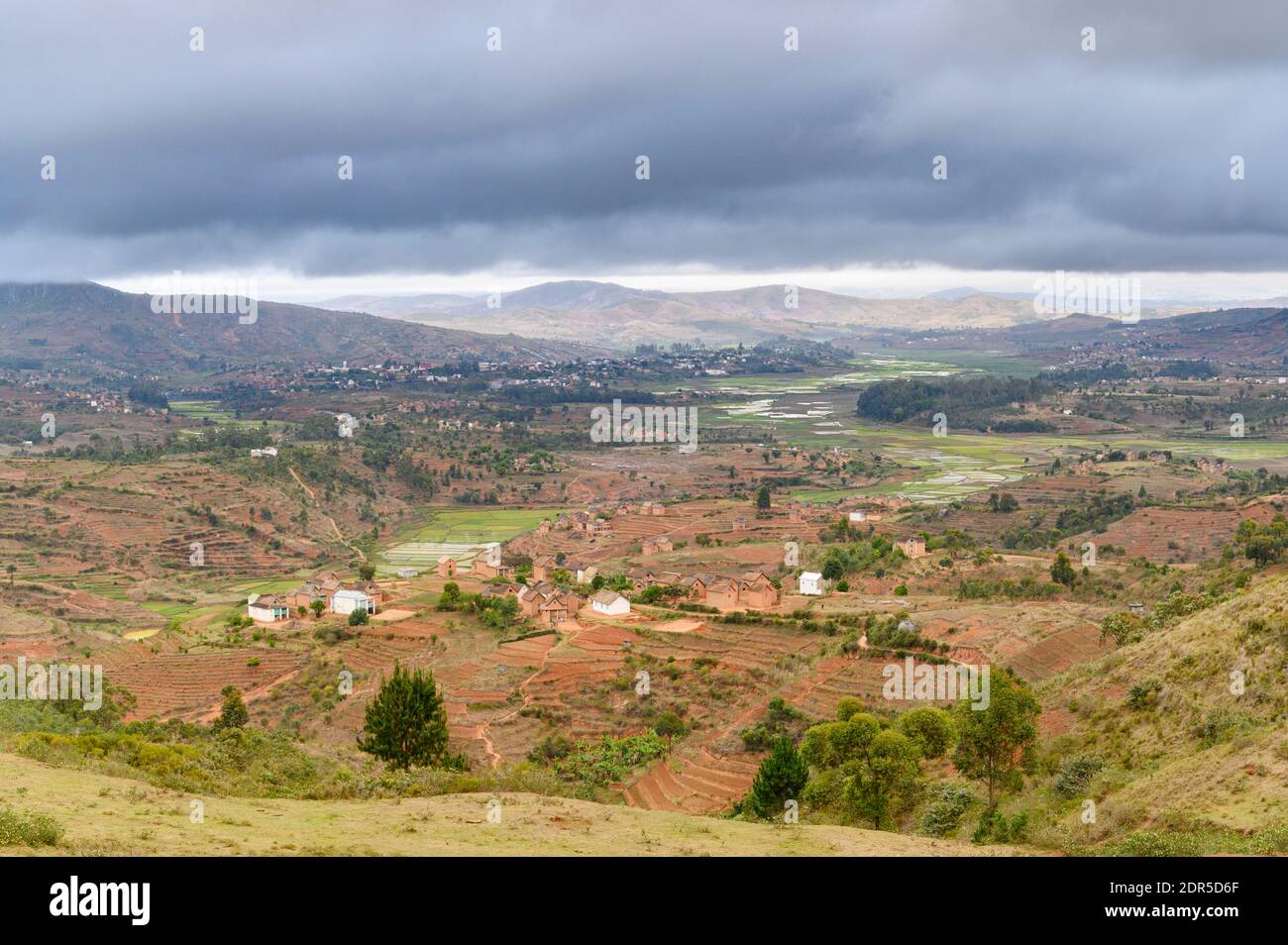 Land cleared for agriculture, Central Madagascar Stock Photo