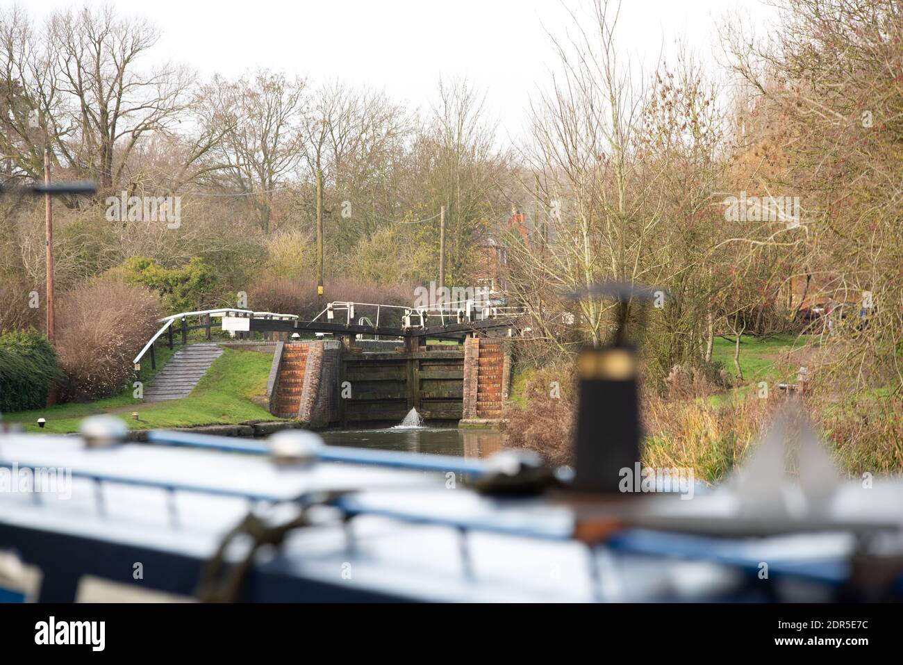 chimney for canal boat barge Stock Photo