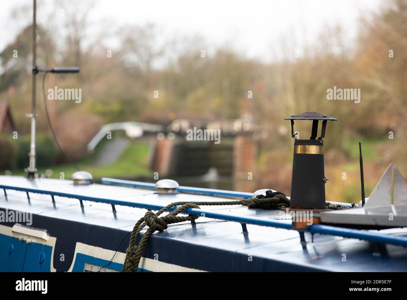 chimney for canal boat barge Stock Photo
