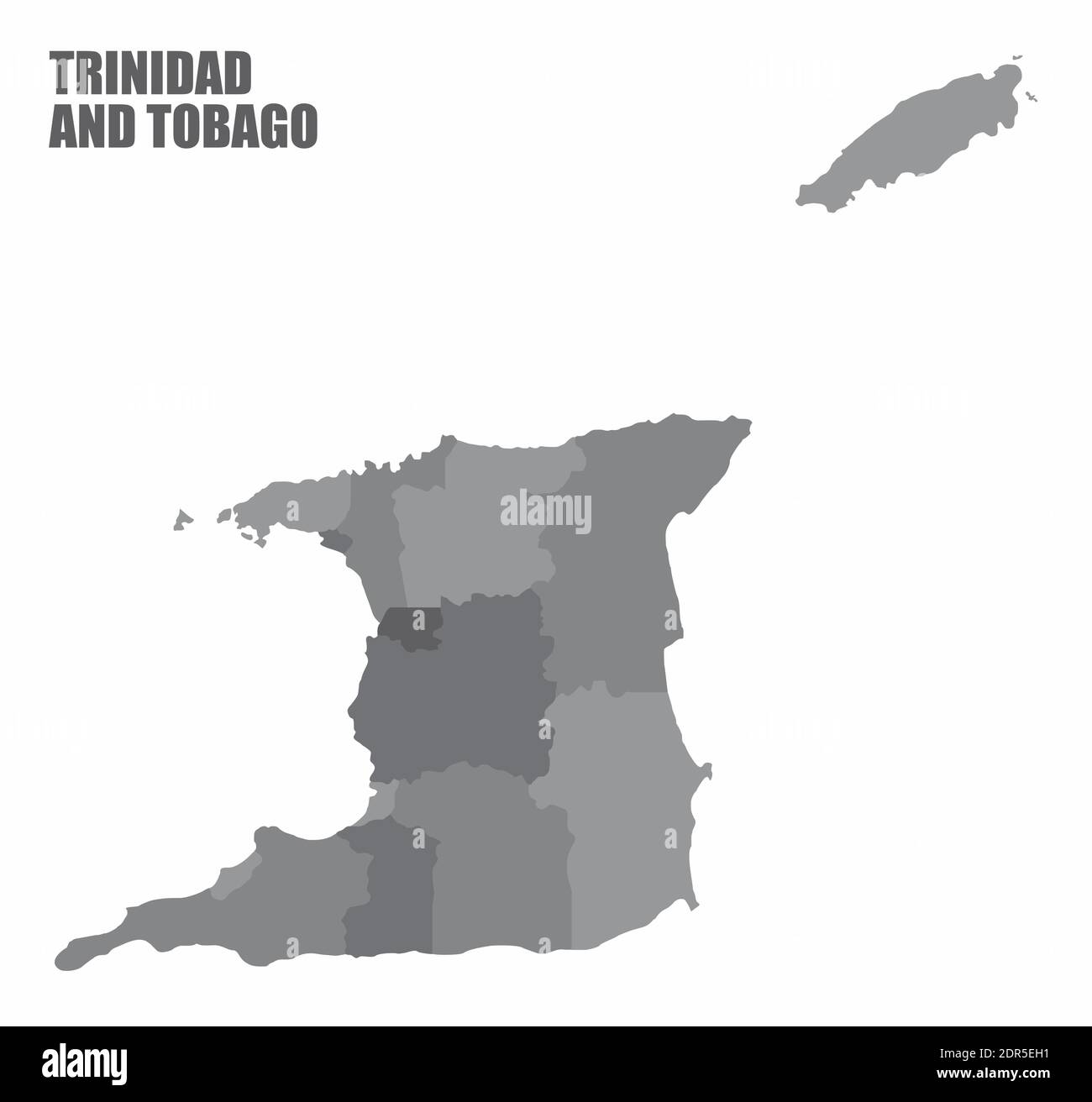 Trinidad and Tobago states map Stock Vector