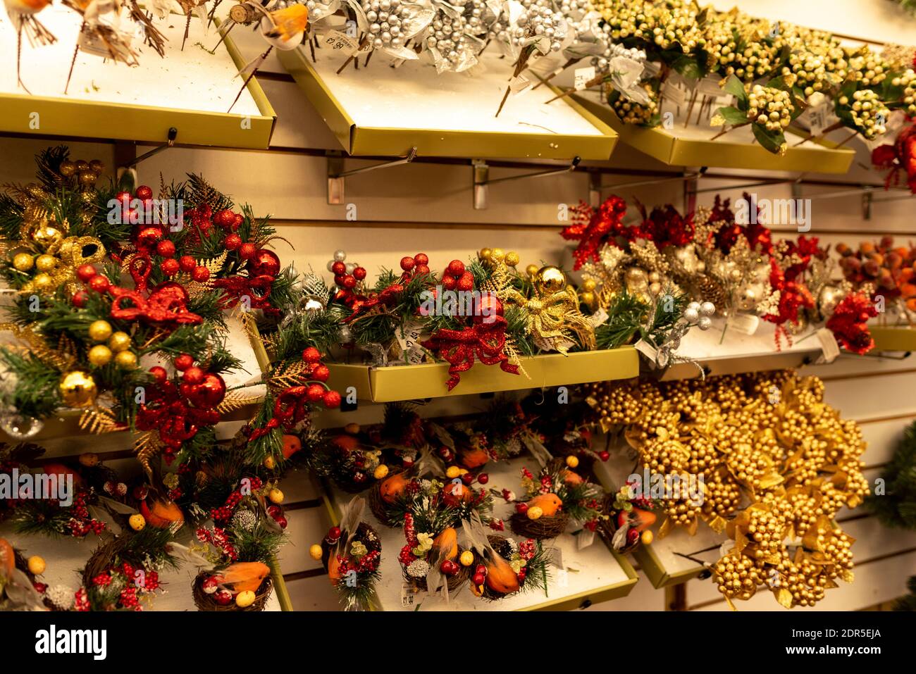 Baubles in shop decorations Stock Photo