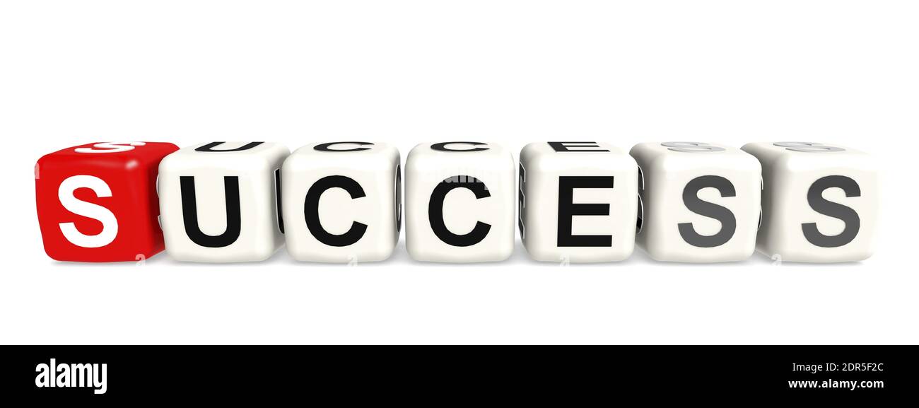 A 3D rendering illustration of success block crossword isolated on ...