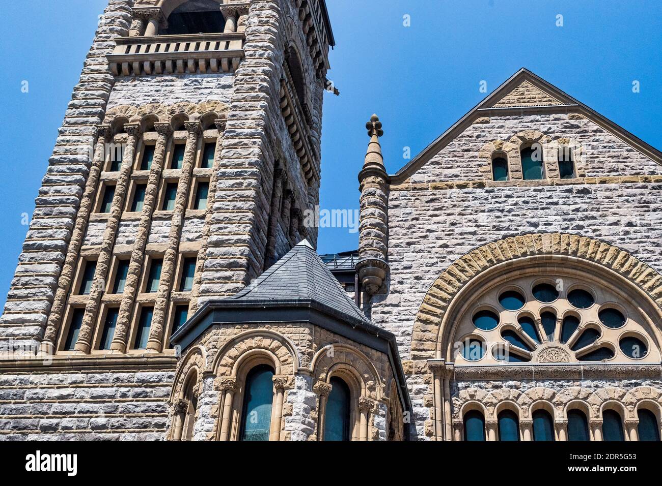 Colonial style architecture in stone walls at church, Montreal, Canada Stock Photo Alamy
