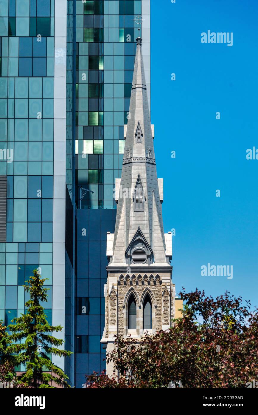 Old vs. New architecture in Montreal, Canada Stock Photo
