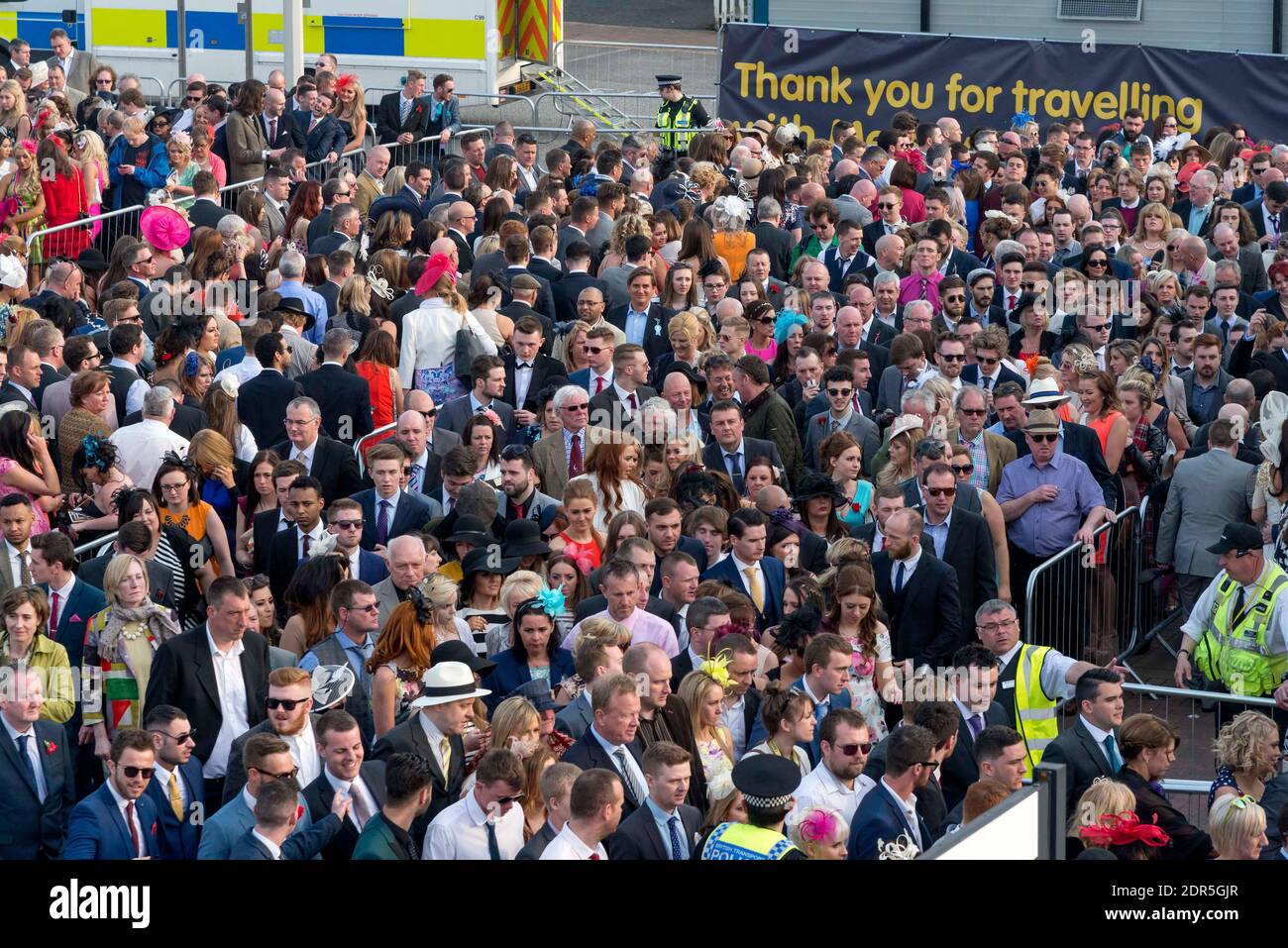 Massive crowd of people queueing. Stock Photo