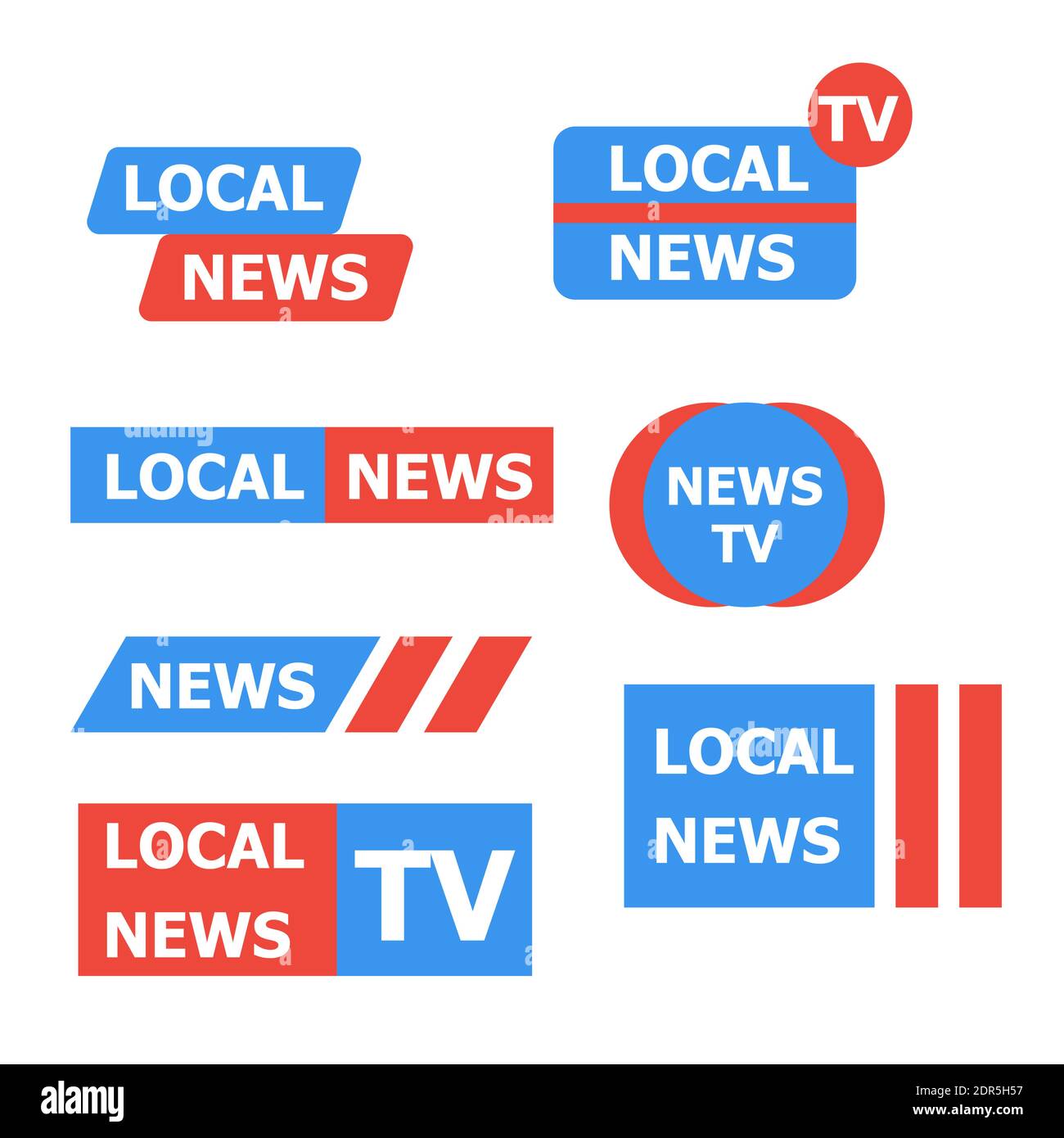 Local news logo collection insignia icon. Label local news set isolated on white background vector illustration Stock Vector