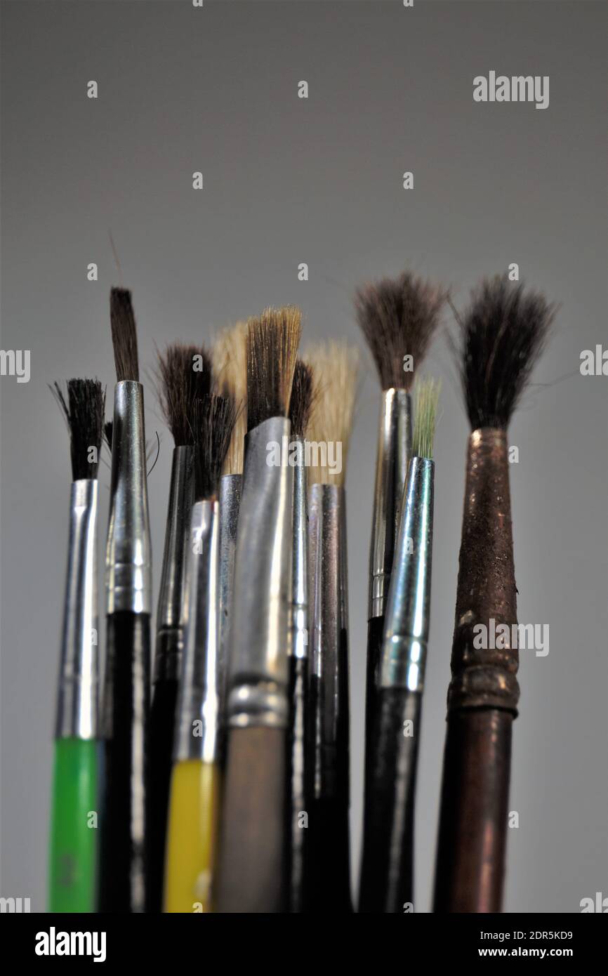 brushes and paints Stock Photo