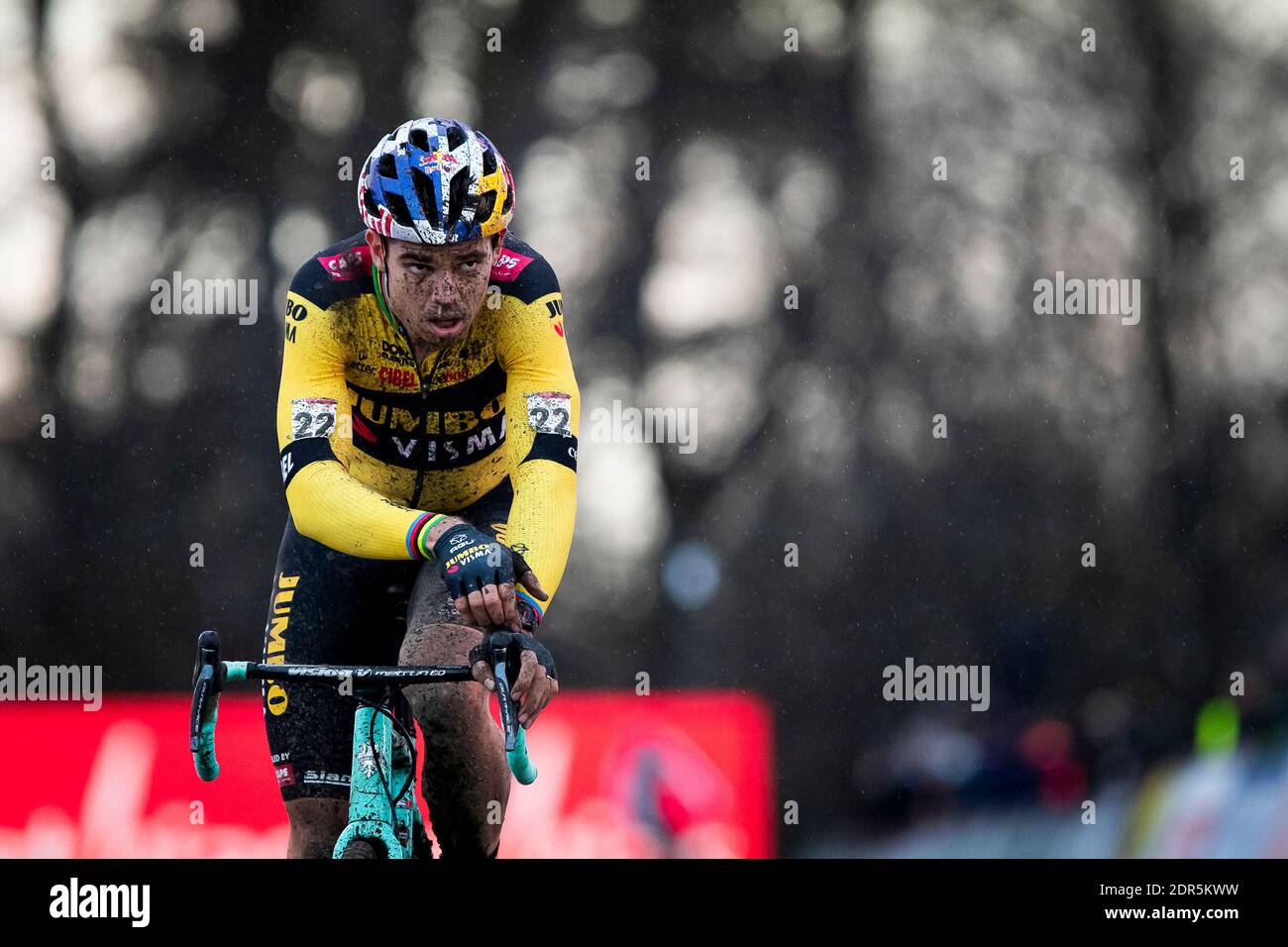 Belgian Wout Van Aert crosses the 