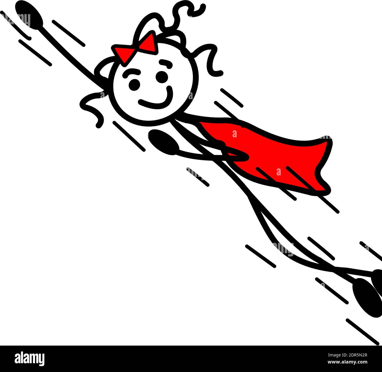 Flying superwoman powergirl powerwoman stickgirl Stock Vector