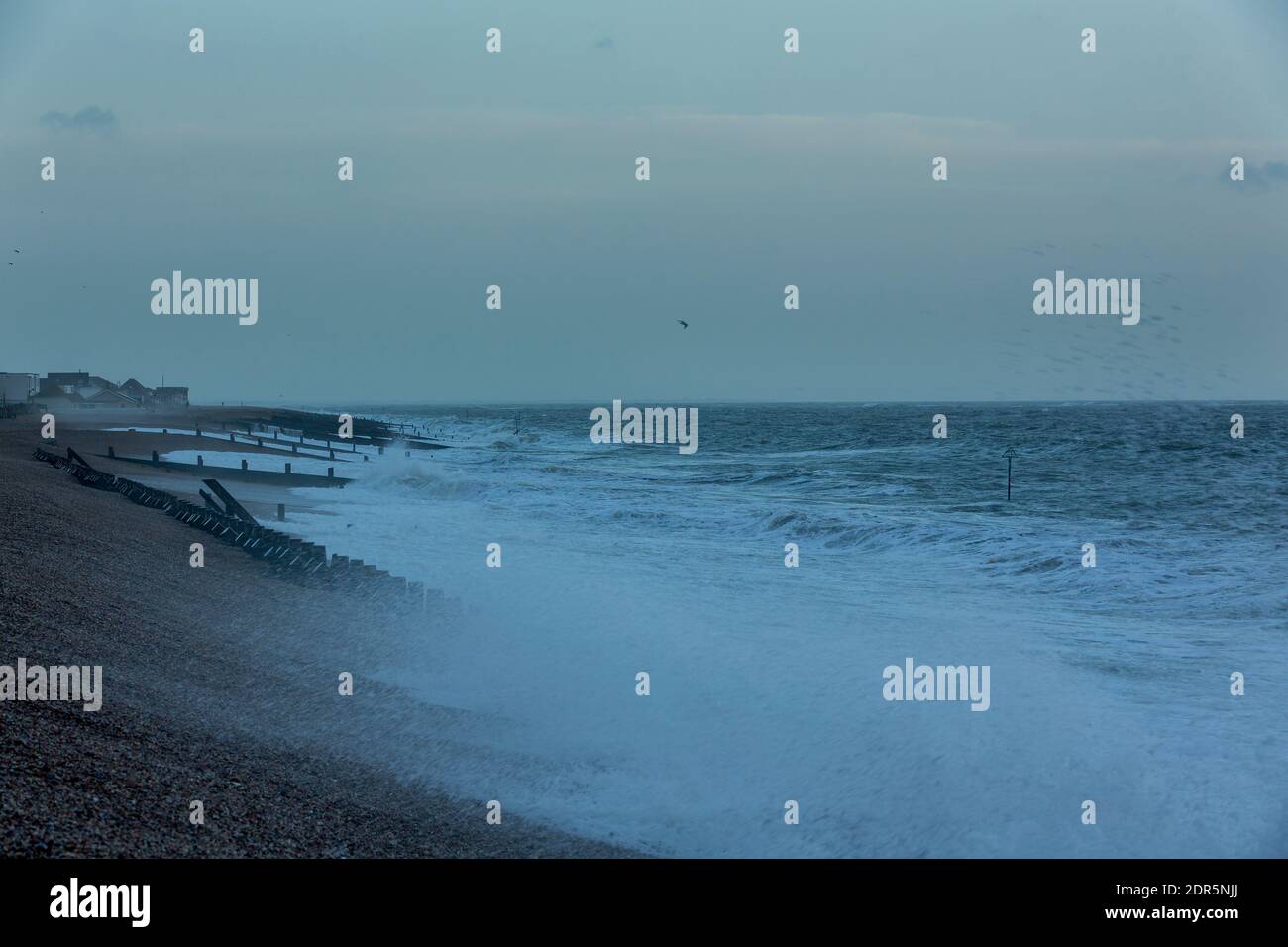 Storm clouds gathering on the South Coast of England. Rough weather approaching the coast from the English channel. Stock Photo