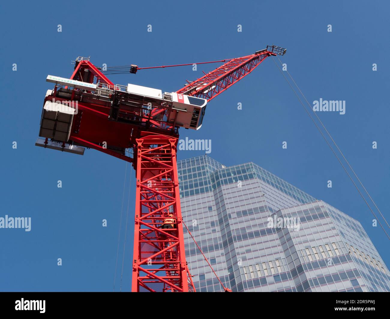 Cranes working on number 8 Bishopgate, with 22 Bishopsgate in background Stock Photo