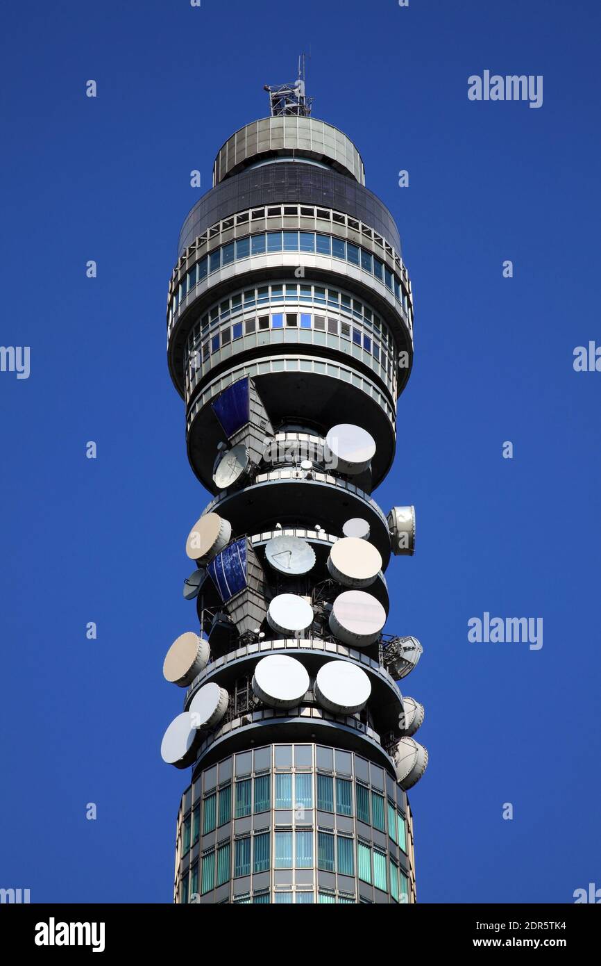 BT Tower in London built in 1965 originally the Post Office Tower but also  known as the British Telecom Tower which is a popular travel destination to  Stock Photo - Alamy