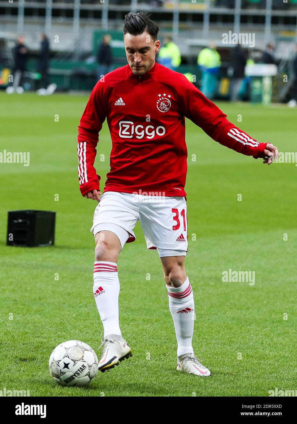 DOETINCHEM, NETHERLANDS - DECEMBER 20: Warming up of Ajax, Nico Tagliafico  of Ajax during the Dutch Eredivisie match between ADO Den Haag and Ajax at  Stock Photo - Alamy