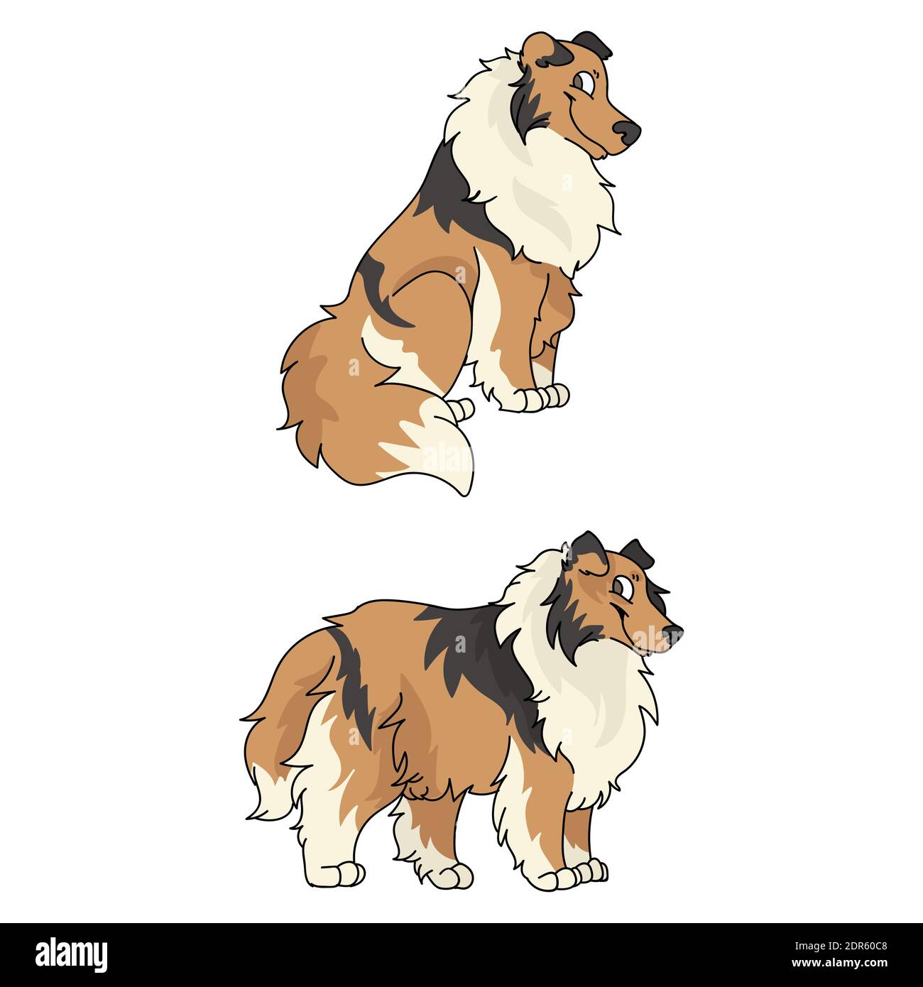Cute cartoon Rough Collie dog vector clipart. Pedigree kennel doggie ...