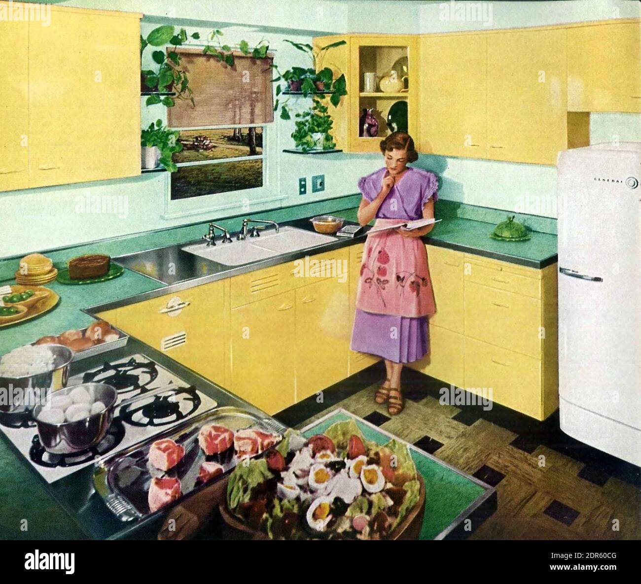AMERICAN KITCHEN IN 1950 Stock Photo