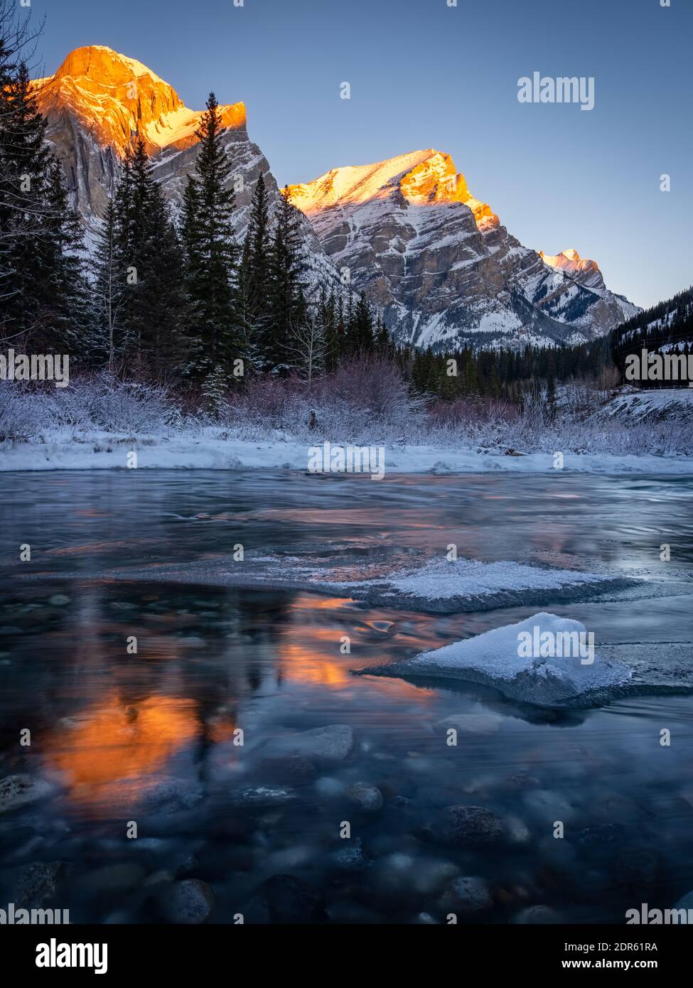 Mt Kidd Sunrise-Mount Kidd, Kananaskis, Alberta, Canada Stock Photo