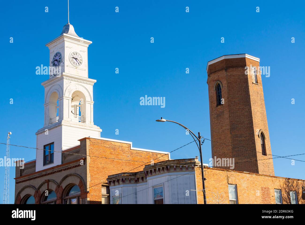Old buildings in small Midwest town. Paxton, Illinois, USA Stock Photo