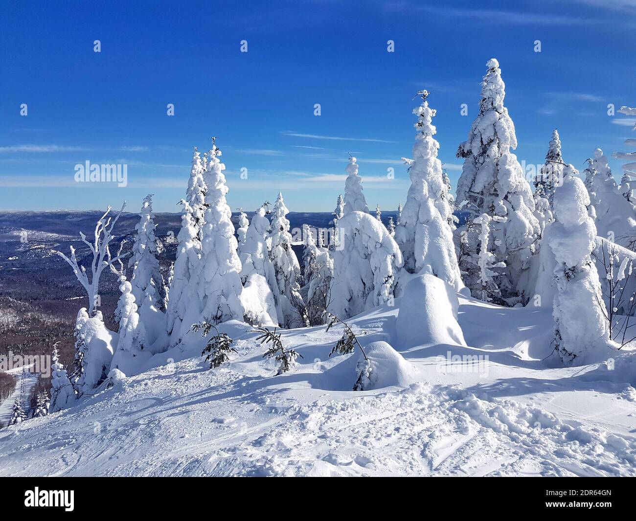 Scenic view of a ski resort Mont-Tremblant in Quebec, Canada Stock Photo