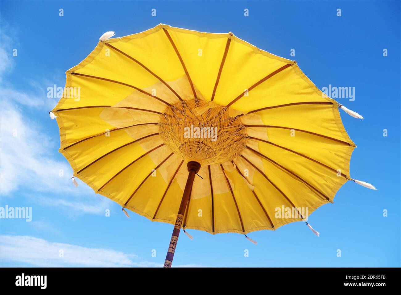 traditional yellow beach umbrella or parasol or sunshade in Lombok Indonesia  Stock Photo - Alamy