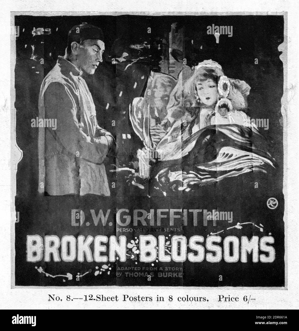 RICHARD BARTHELMESS and LILLIAN GISH in BROKEN BLOSSOMS 1919 director D.W. GRIFFITH D.W. Griffith Productions / United Artists Stock Photo