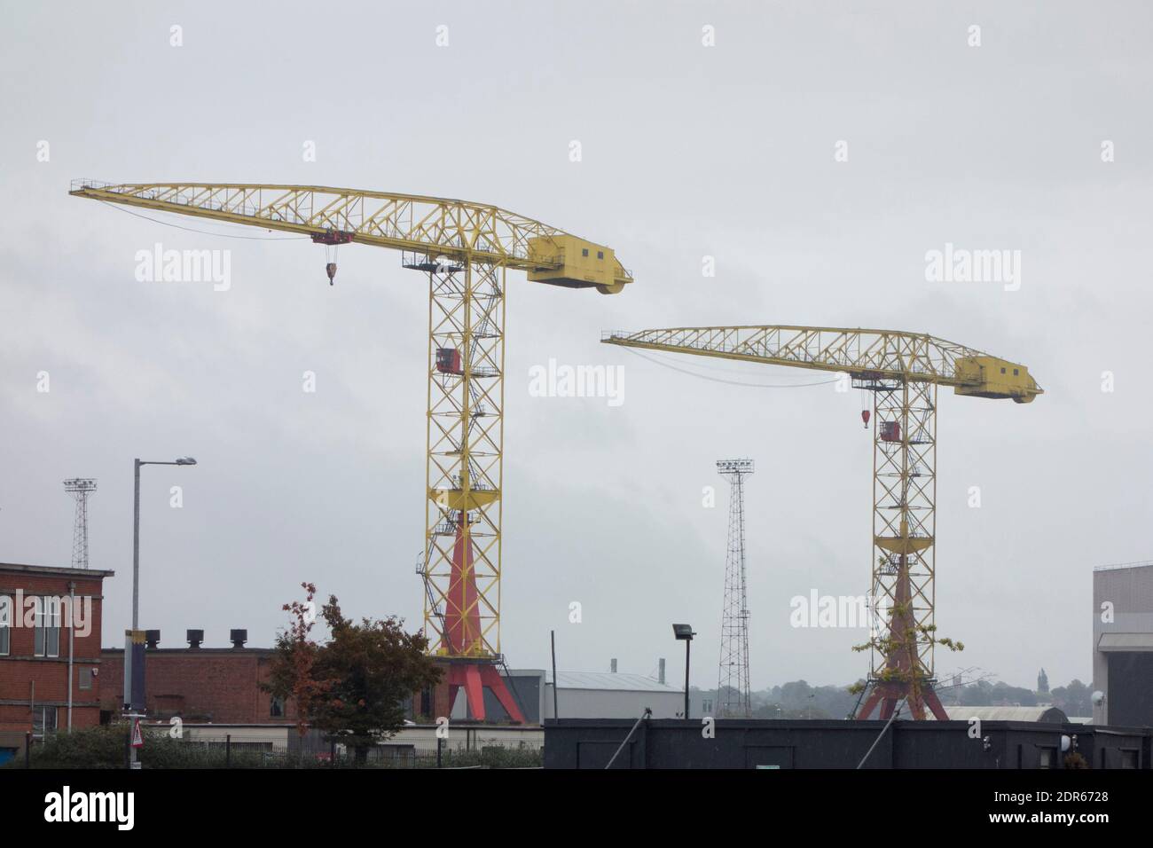 an industrial cargo port in Belfast in Northern Ireland, UK Stock Photo