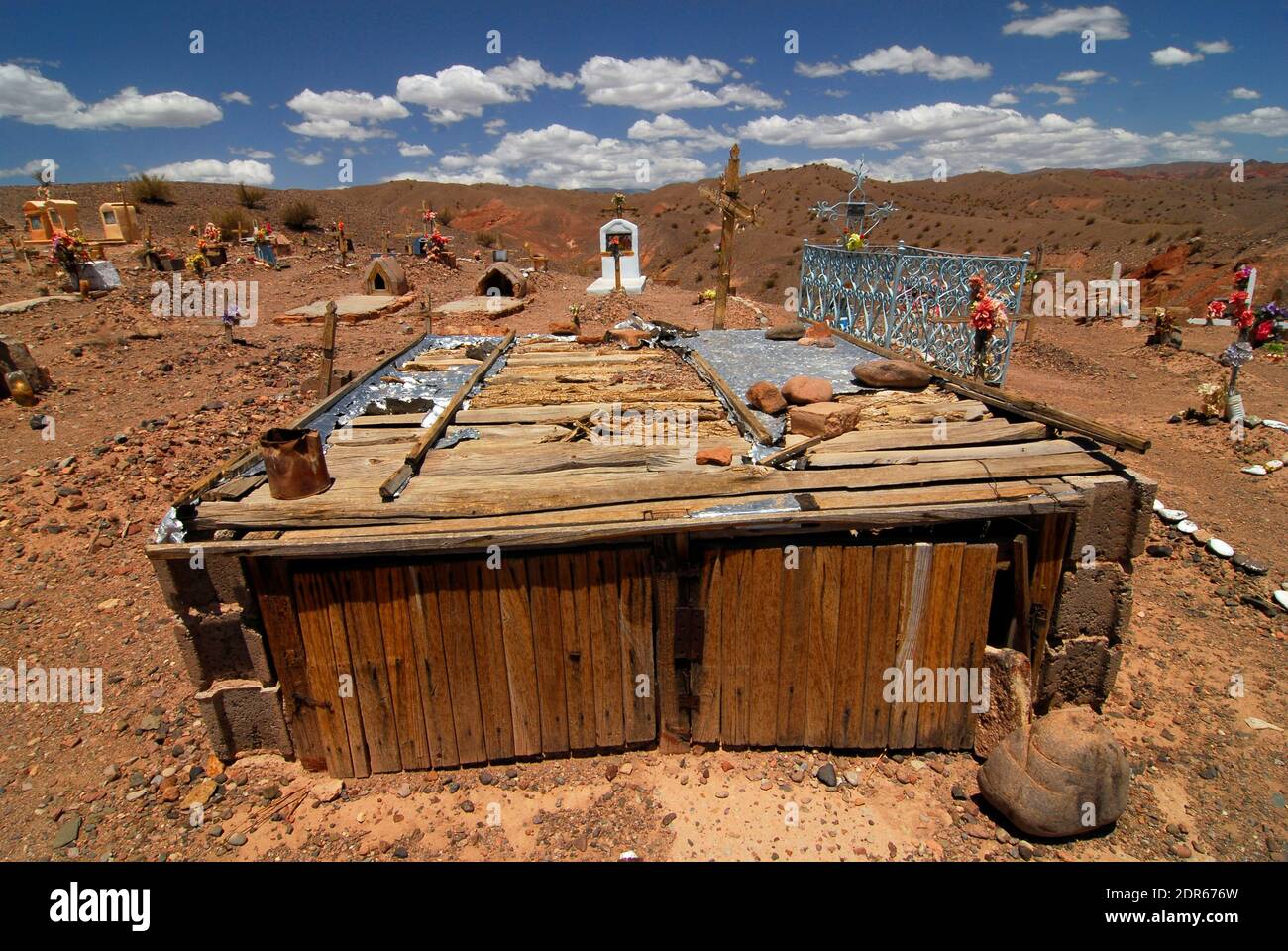 a cemetery or a graveyard in the Andes of Argentina Stock Photo