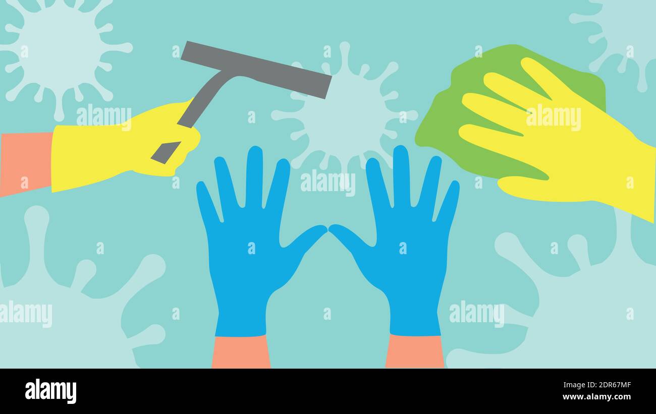 Different types of hands with gloves cleaning for hygiene vector illustraton Stock Vector Image
