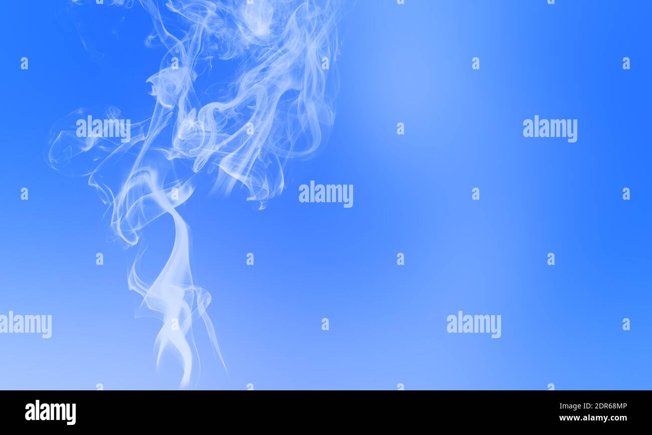 Blue wipe smoke cloud. Abstract mystic freeze motion diffusion background. Stock Photo