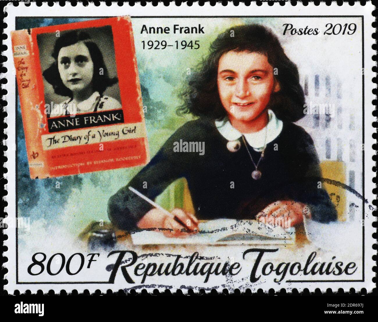 Anna Frank portrait on stamp of Togo Stock Photo