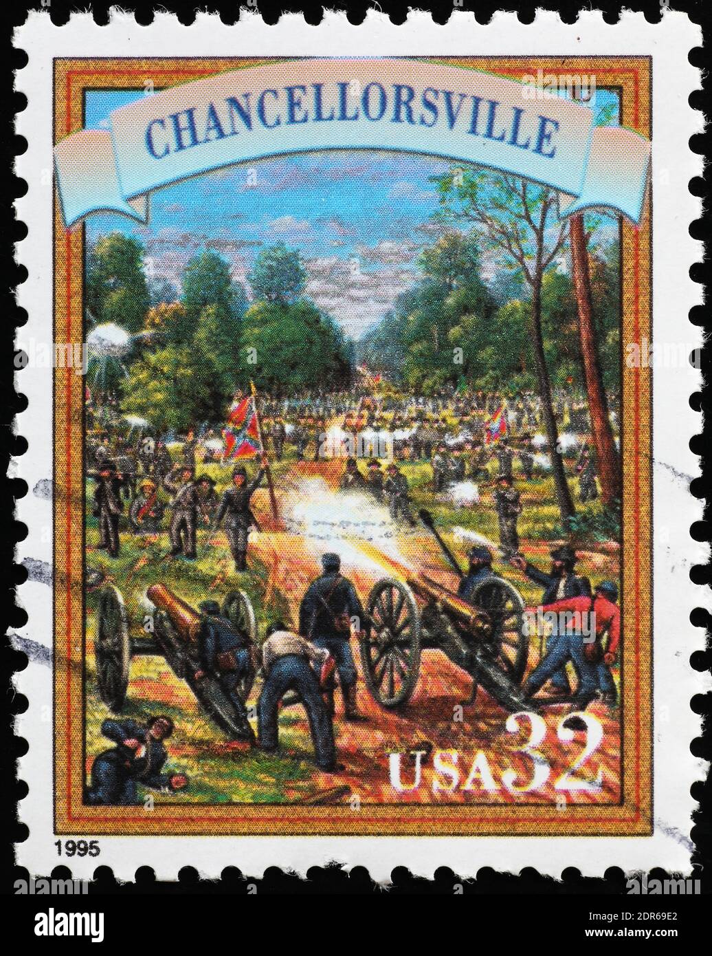 Battle of Chancellorsville on american postage stamp Stock Photo