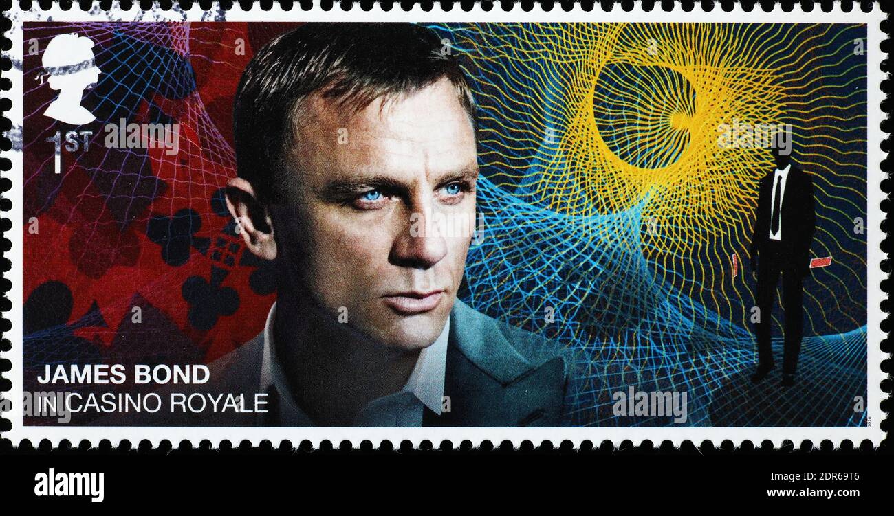 Daniel Craig as James Bond on british postage stamp Stock Photo