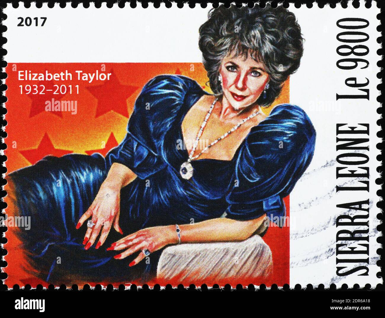 Elizabeth Taylor portrait on postage stamp of Sierra Leone Stock Photo