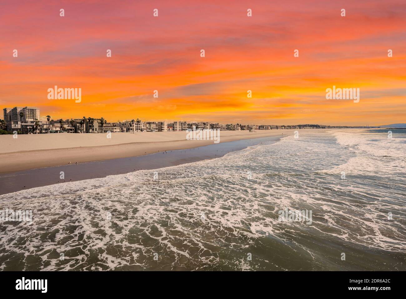 View of famous Venice Beach with sunrise sky in Los Angeles, California ...