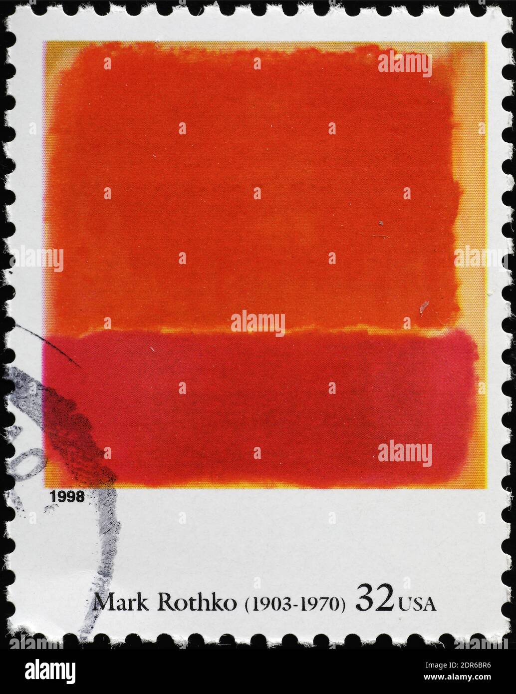 Painting No12 by Mark Rothko on postage stamp Stock Photo