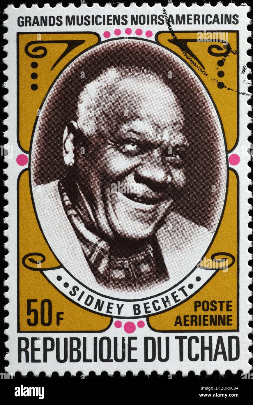 Sidney Bechet on african postage stamp Stock Photo