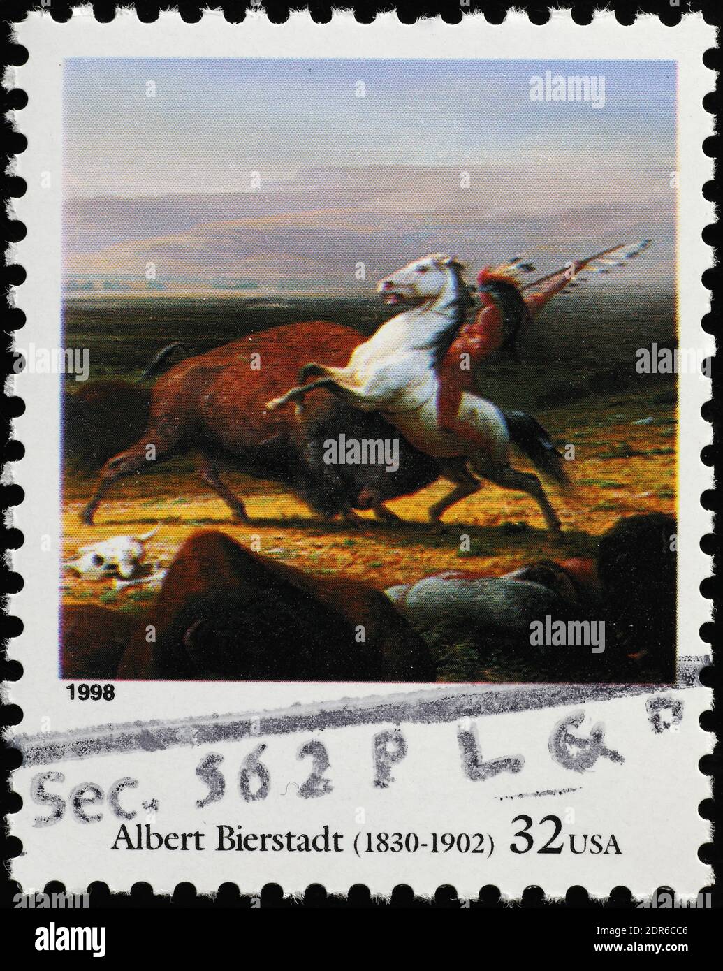 The Last of the Buffalo by Albert Bierstadt on american stamp Stock Photo